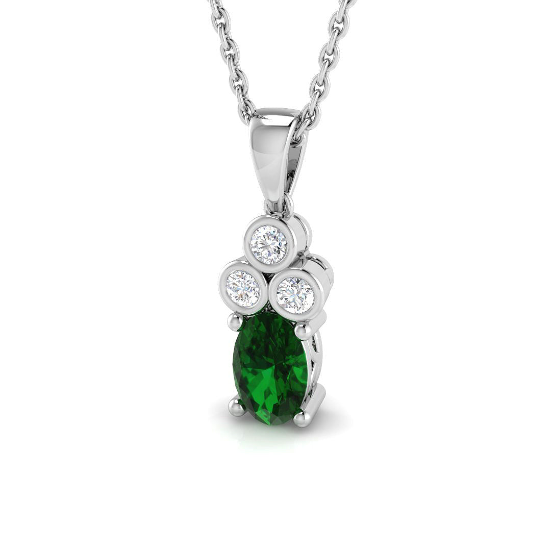 18ct White Gold 0.55ct Emerald Pendant