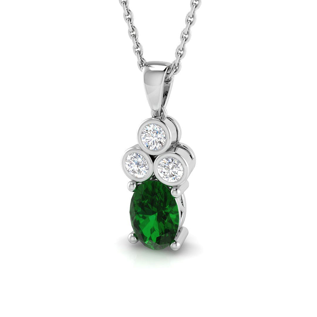 18ct White Gold 0.89ct Emerald Pendant
