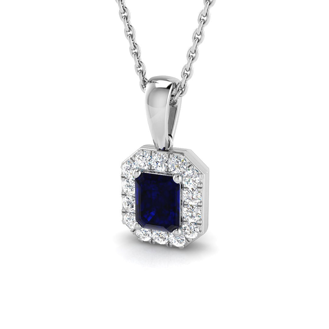 18ct White Gold 0.55ct Blue Sapphire Pendant