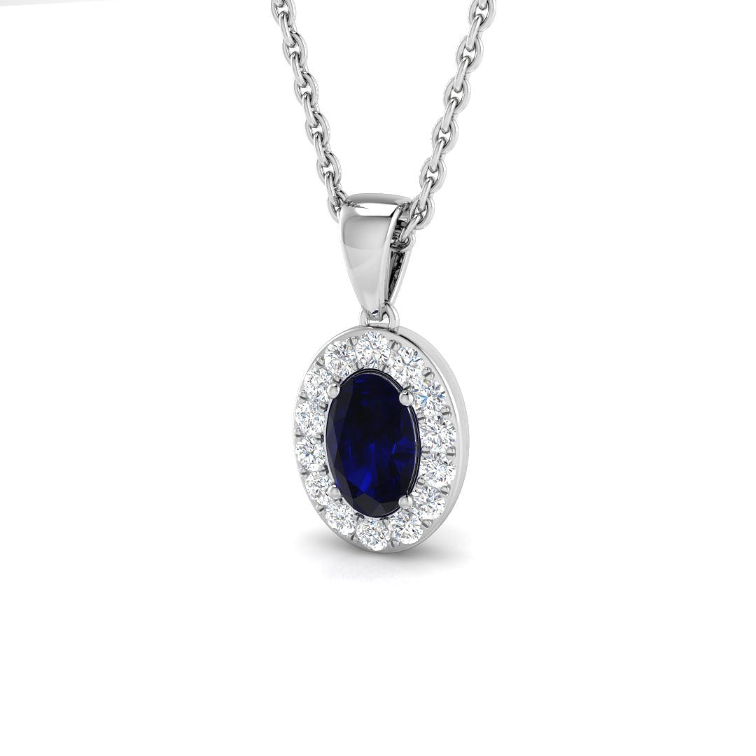 18ct White Gold 0.65ct Blue Sapphire Pendant