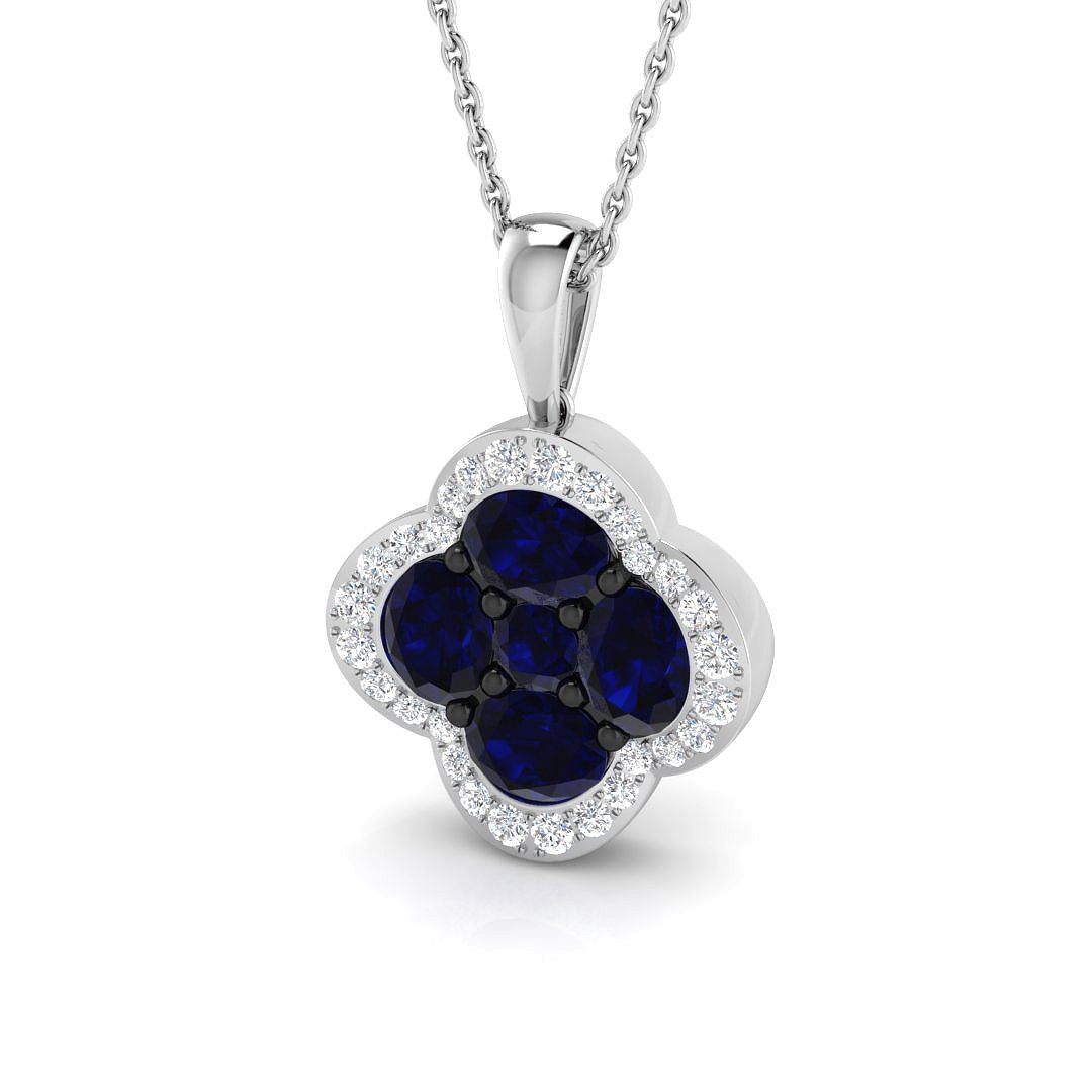 18ct White Gold 2.17ct Blue Sapphire Pendant