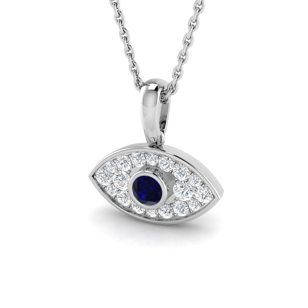 18ct White Gold 0.38ct Blue Sapphire Pendant