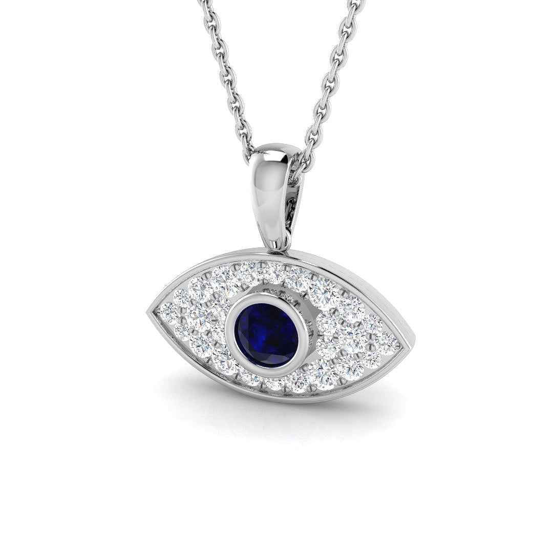 9ct White Gold 0.56ct Blue Sapphire Pendant