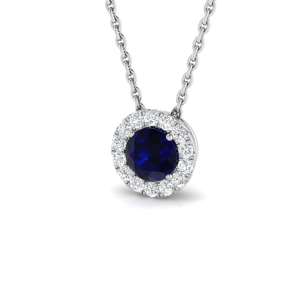 18ct White Gold 0.45ct Blue Sapphire Pendant
