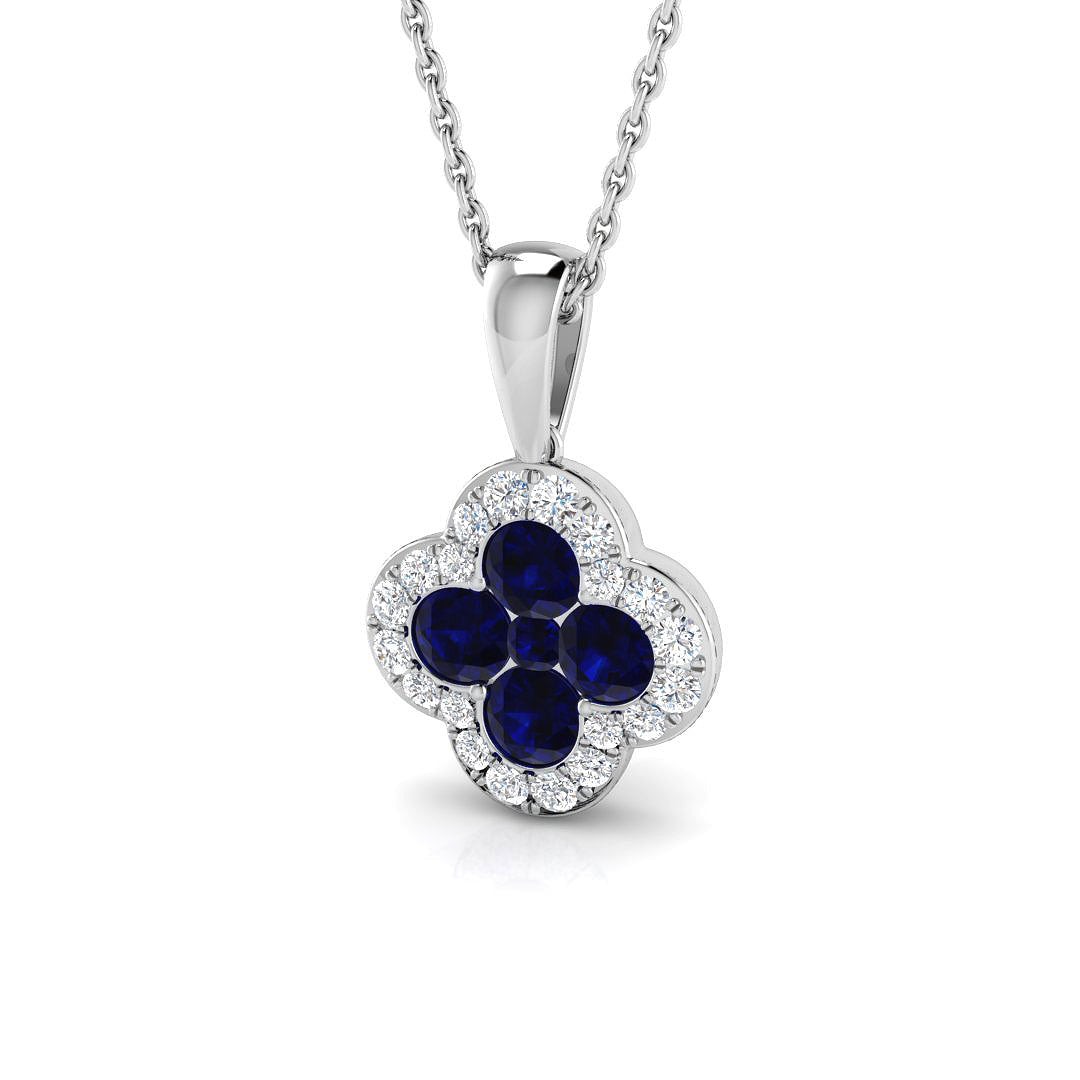 18ct White Gold 0.90ct Blue Sapphire Pendant