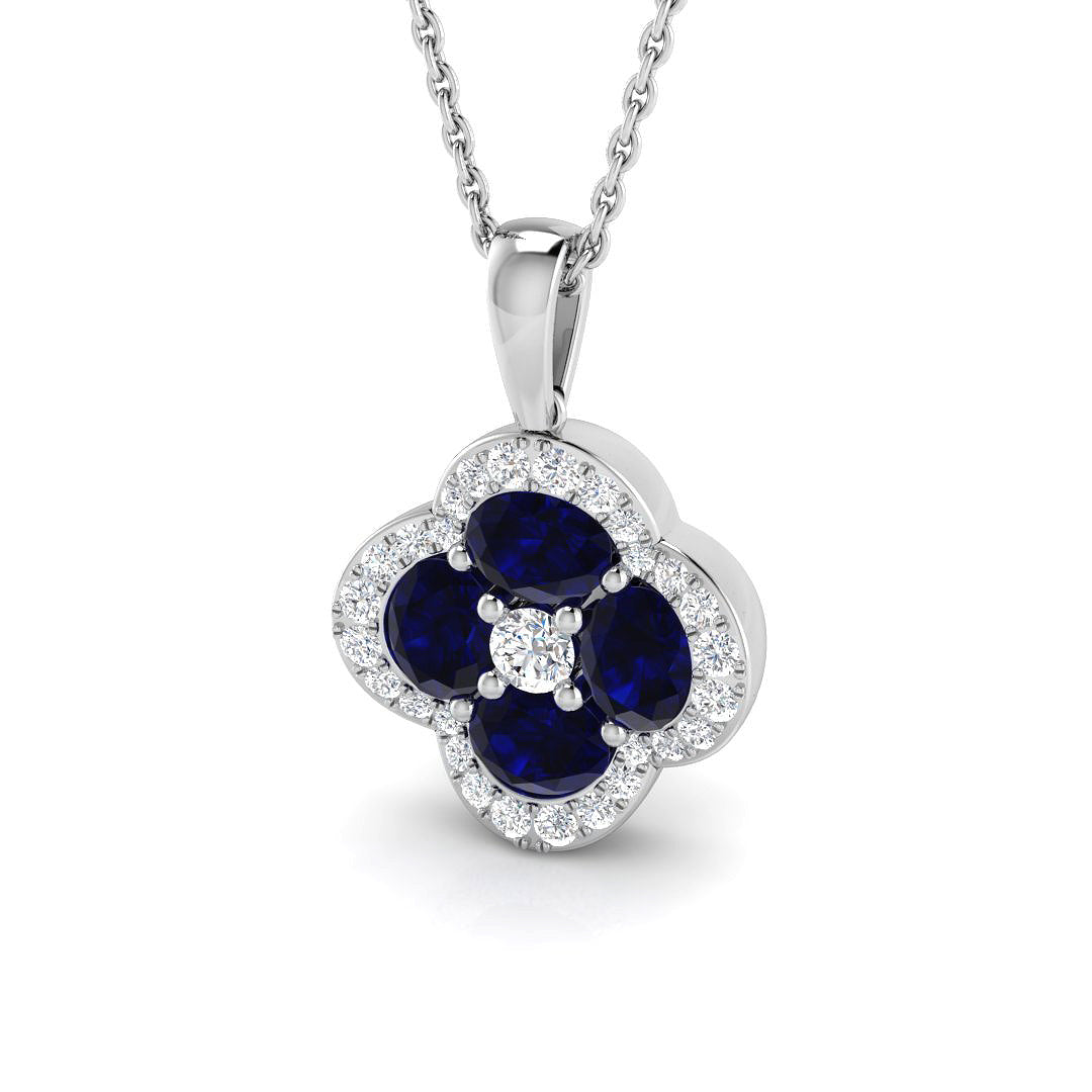 18ct White Gold 1.72ct Blue Sapphire Pendant