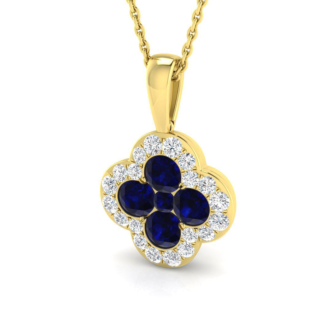 18ct Yellow Gold 1.46ct Blue Sapphire Pendant