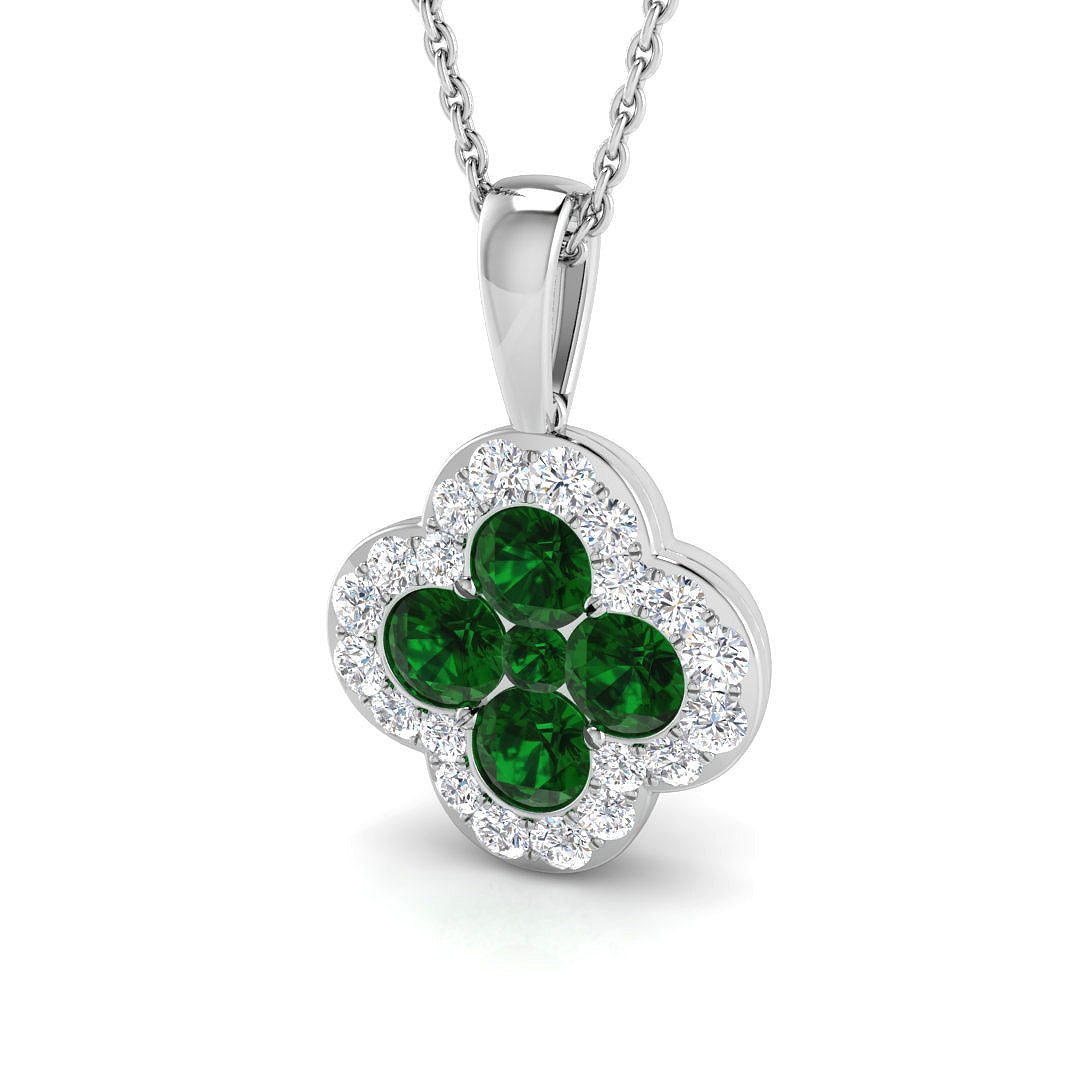 18ct White Gold 0.98ct Emerald Pendant
