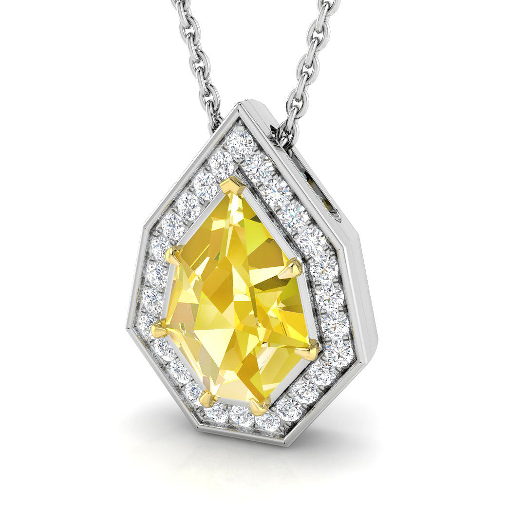 18ct Two-Tone Gold 1.04ct Yellow Diamond Pendant