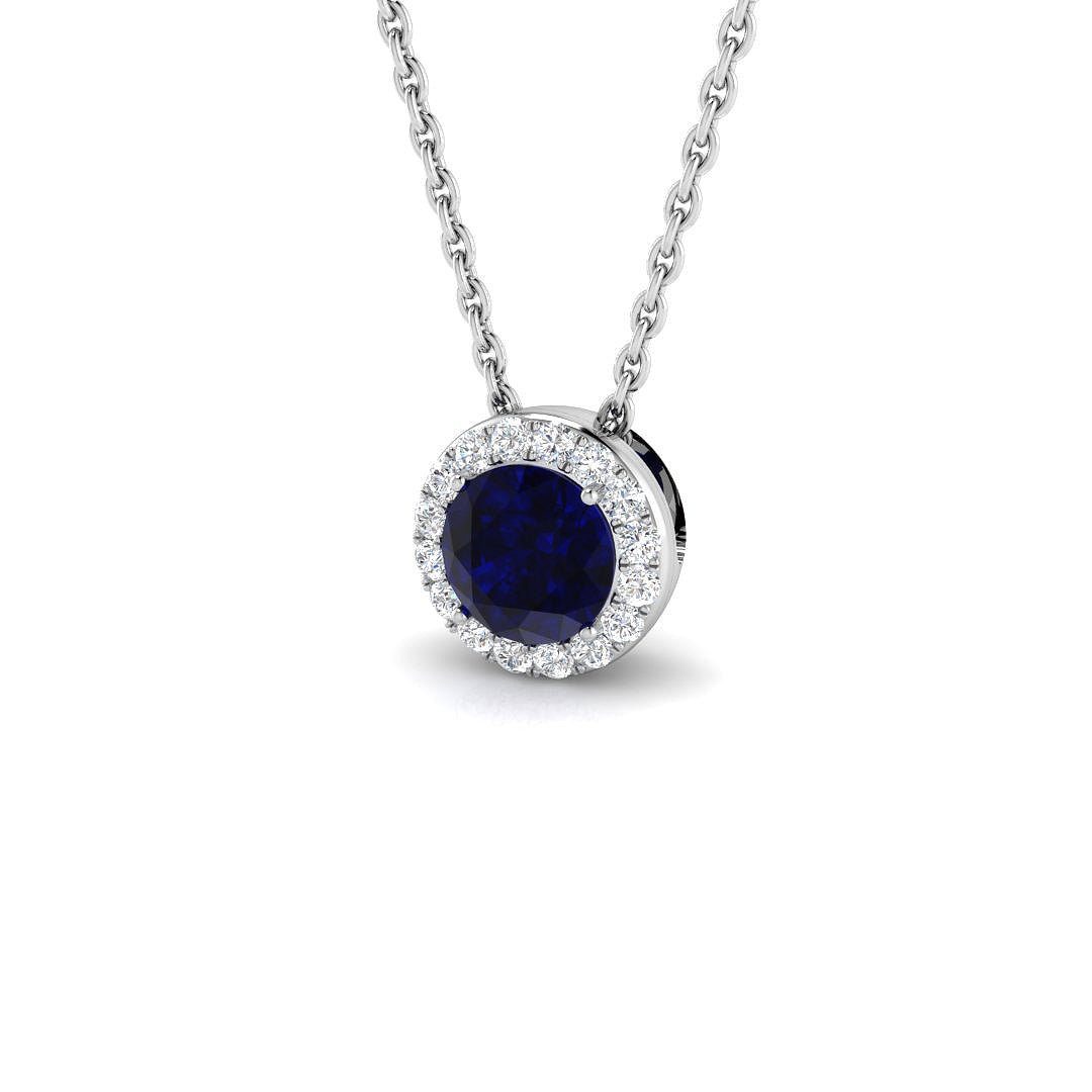 18ct White Gold 0.54ct Blue Sapphire Pendant