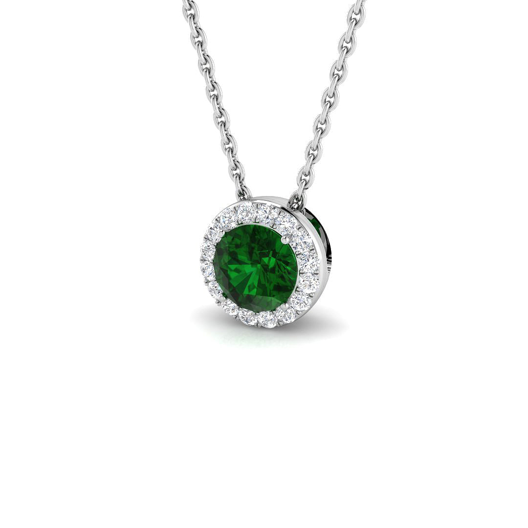 18ct White Gold 0.44ct Emerald Pendant
