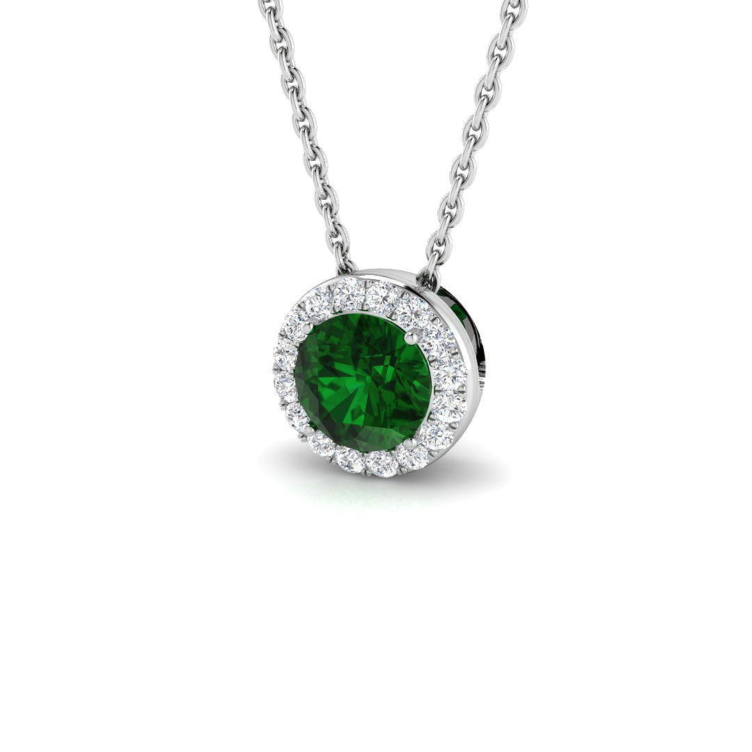 18ct White Gold 0.61ct Emerald Pendant