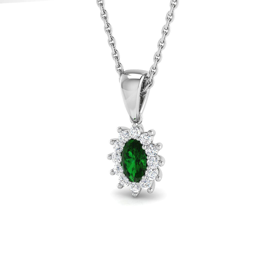 18ct White Gold 0.34ct Emerald Pendant
