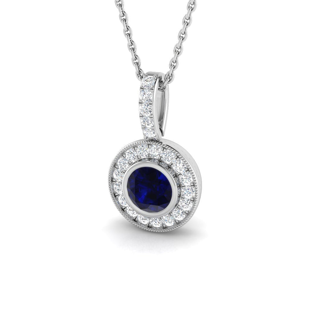 18ct White Gold 0.89ct Blue Sapphire Pendant