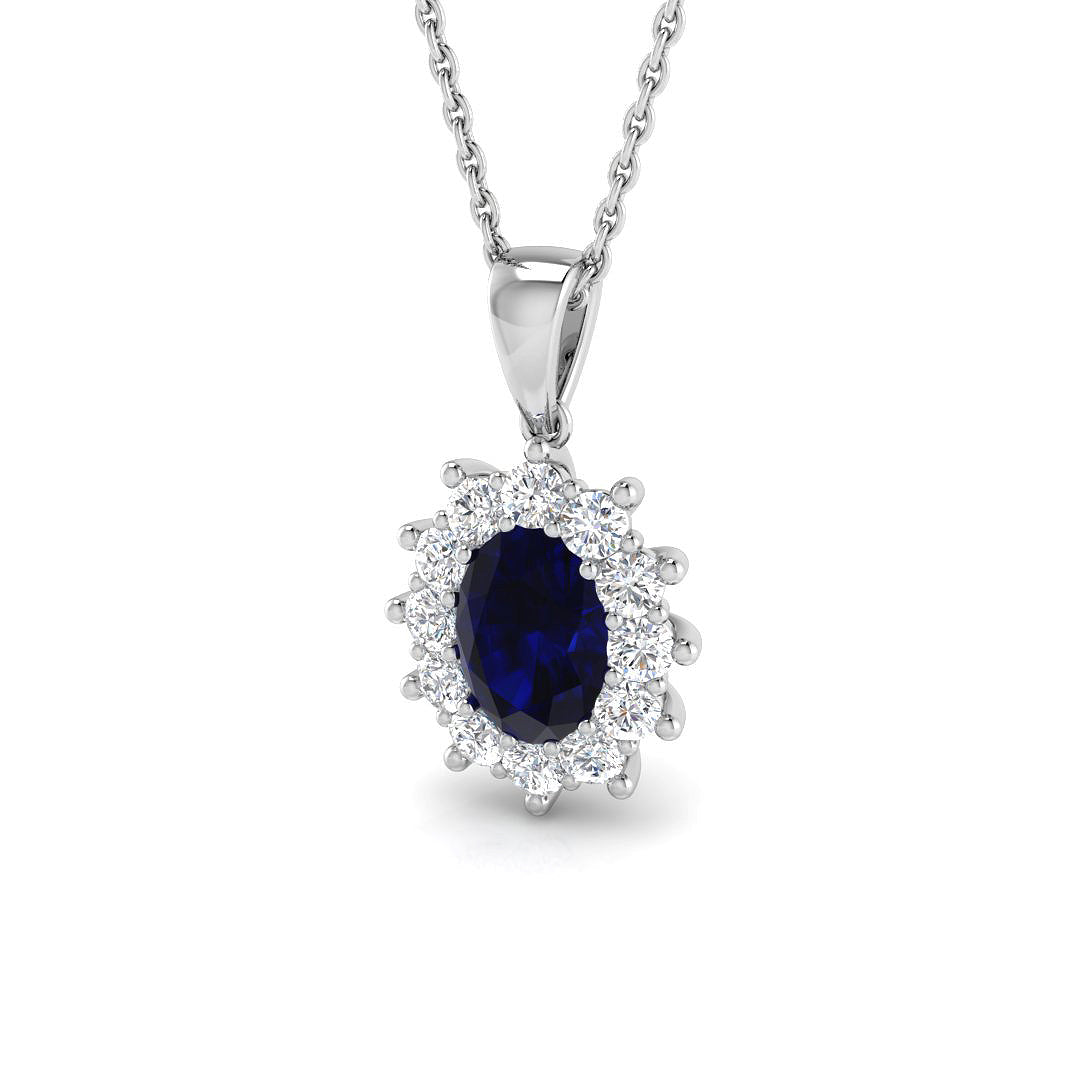 18ct White Gold 1.08ct Blue Sapphire Pendant