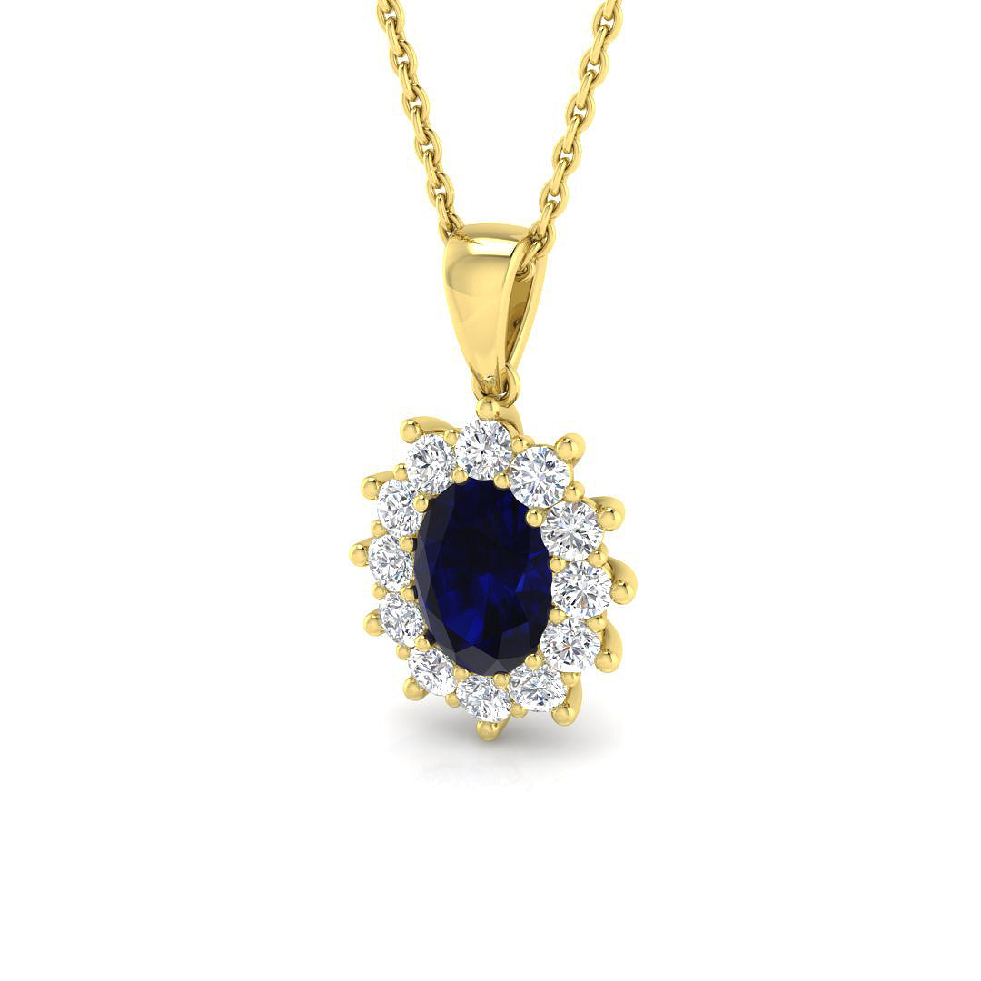 9ct Yellow Gold 1.62ct Blue Sapphire Pendant