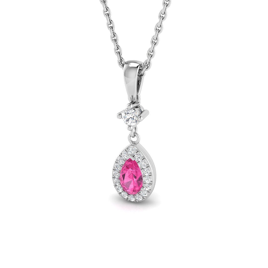18ct White Gold 0.35ct Pink Sapphire Pendant