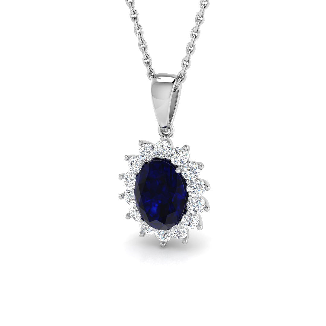 18ct White Gold 1.31ct Blue Sapphire Pendant