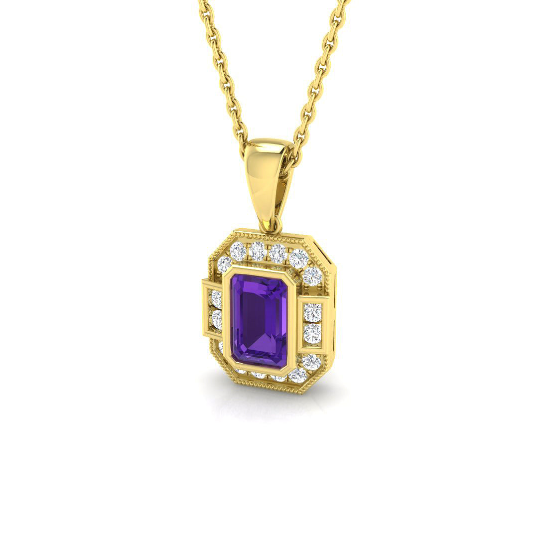9ct Yellow Gold 0.68ct Amethyst Pendant