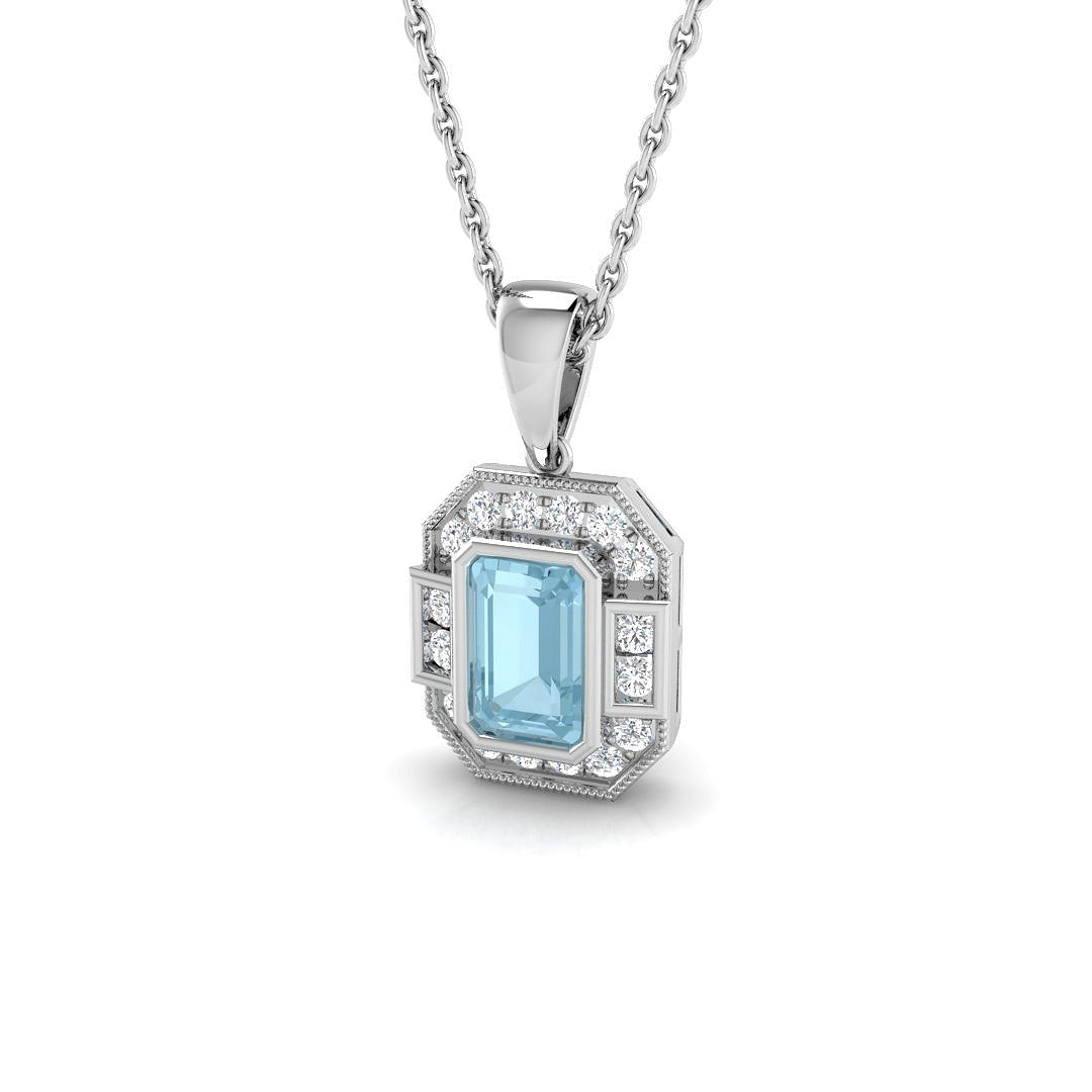 9ct White Gold 0.89ct Aquamarine Pendant