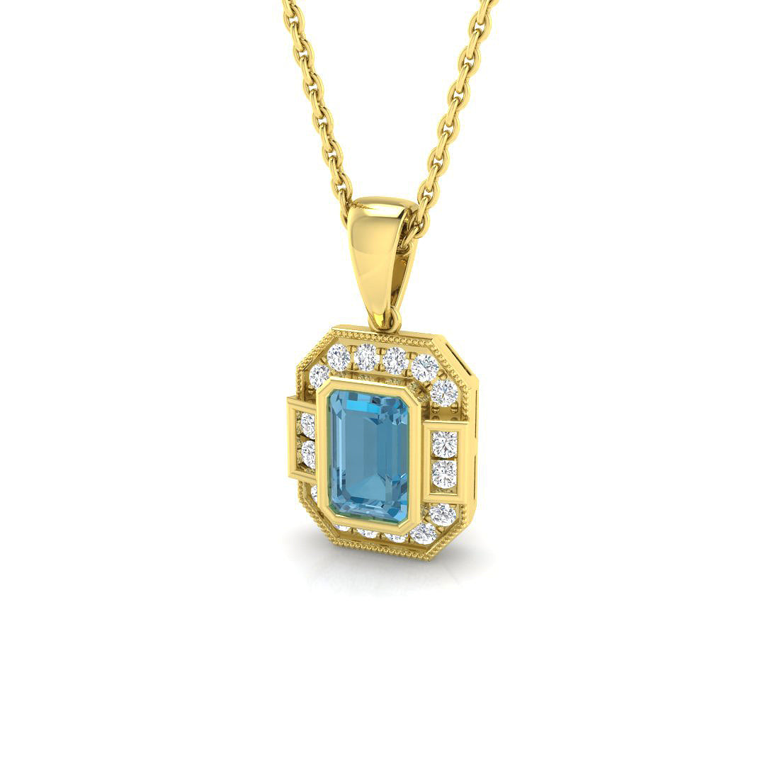 9ct Yellow Gold 0.82ct Sky Blue Topaz Pendant