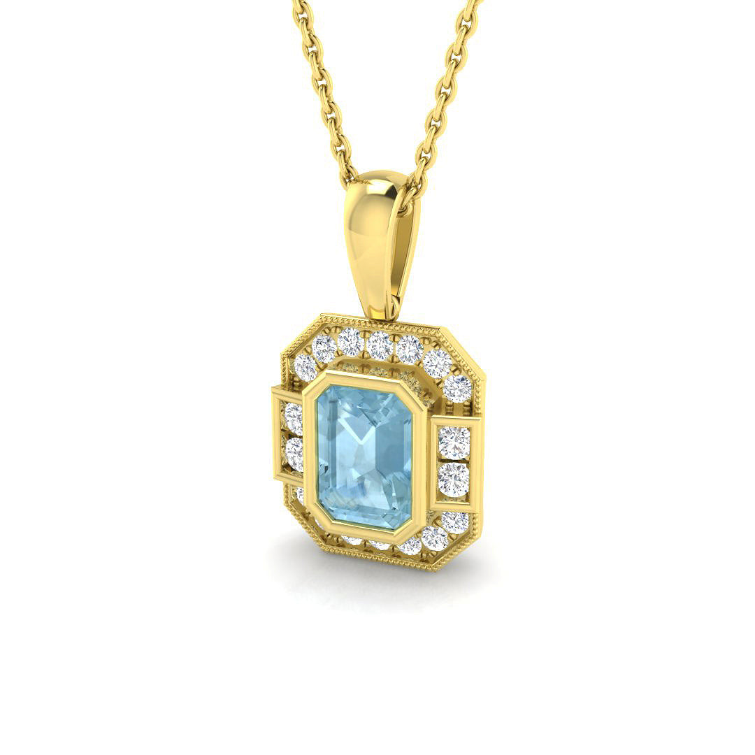 9ct Yellow Gold 1.15ct Aquamarine Pendant