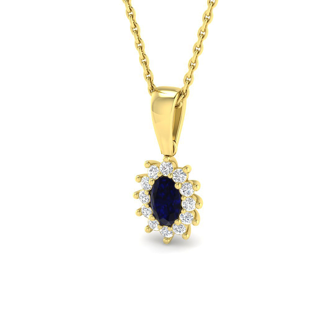 9ct Yellow Gold 0.53ct Blue Sapphire Pendant