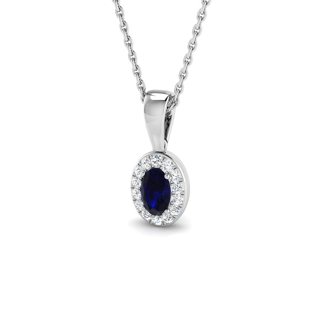 9ct White Gold 0.52ct Blue Sapphire Pendant