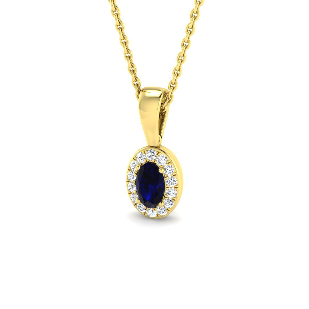 9ct Yellow Gold 0.52ct Blue Sapphire Pendant