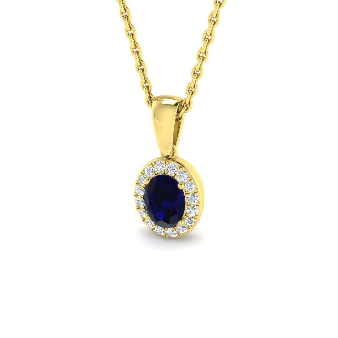 9ct Yellow Gold 0.48ct Blue Sapphire Pendant