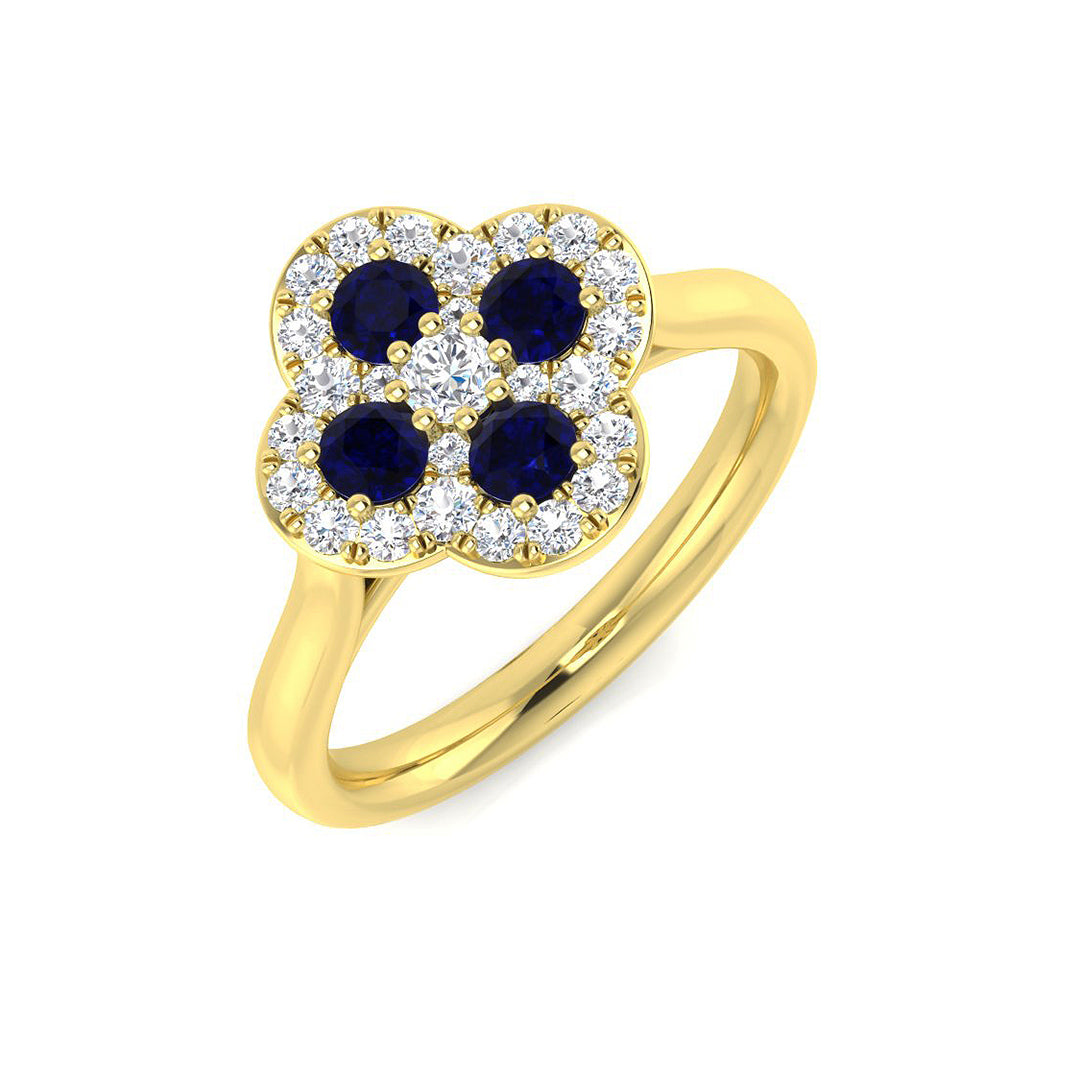 18ct Two-Tone Gold 0.64ct Blue Sapphire Ring