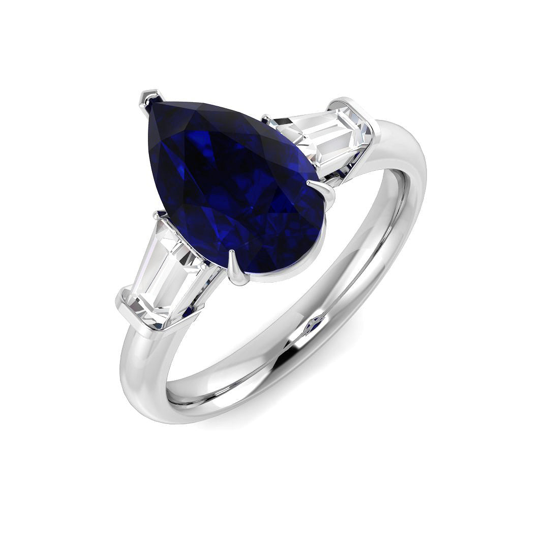 Platinum 3.12ct Blue Sapphire Ring