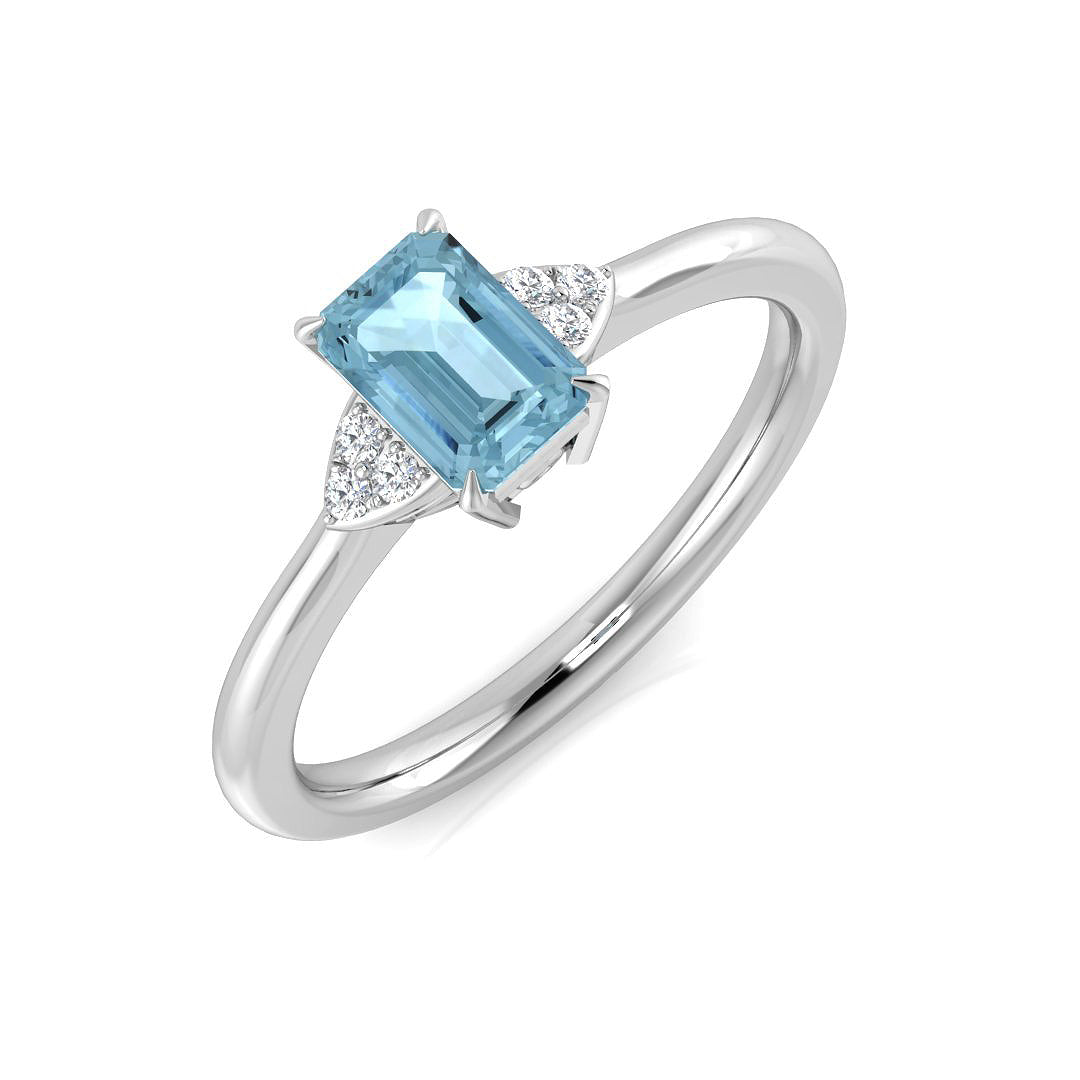 9ct White Gold 0.63ct Aquamarine Ring