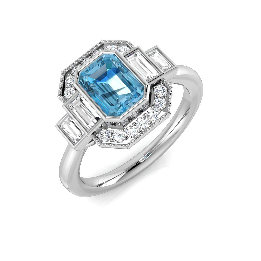 9ct White Gold 1.49ct Sky Blue Topaz Ring