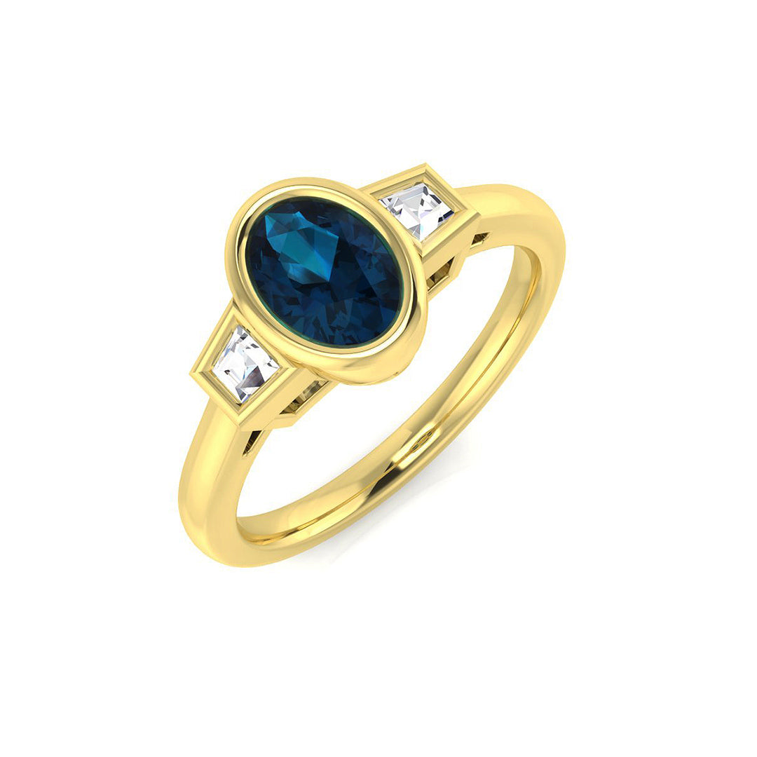 18ct Yellow Gold 1.10ct London Blue Topaz Ring