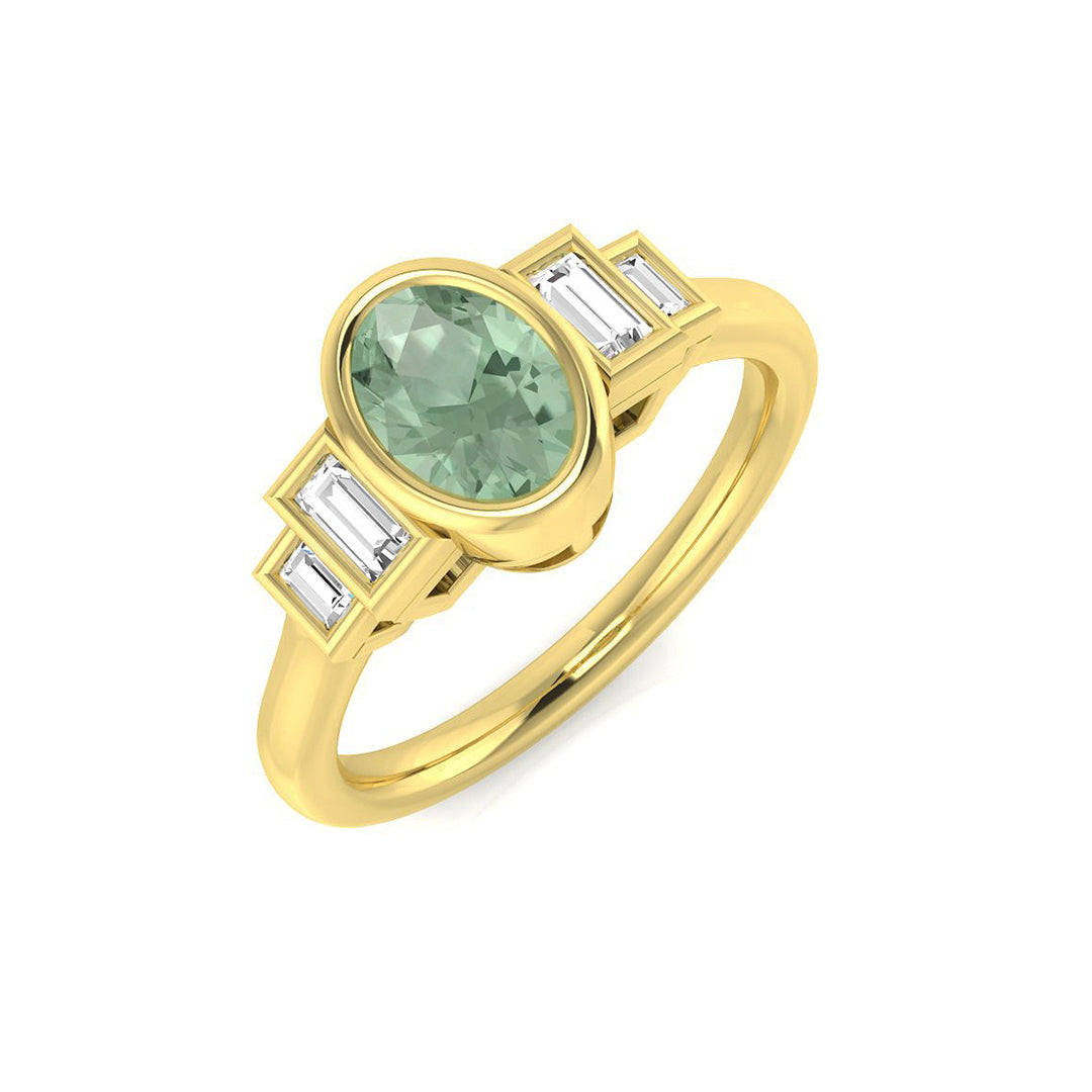 18ct Yellow Gold 1.05ct Green Amethyst Ring