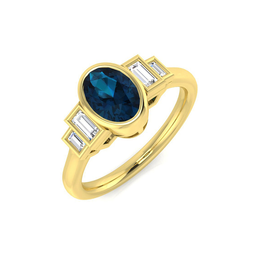 9ct Yellow Gold 1.12ct London Blue Topaz Ring