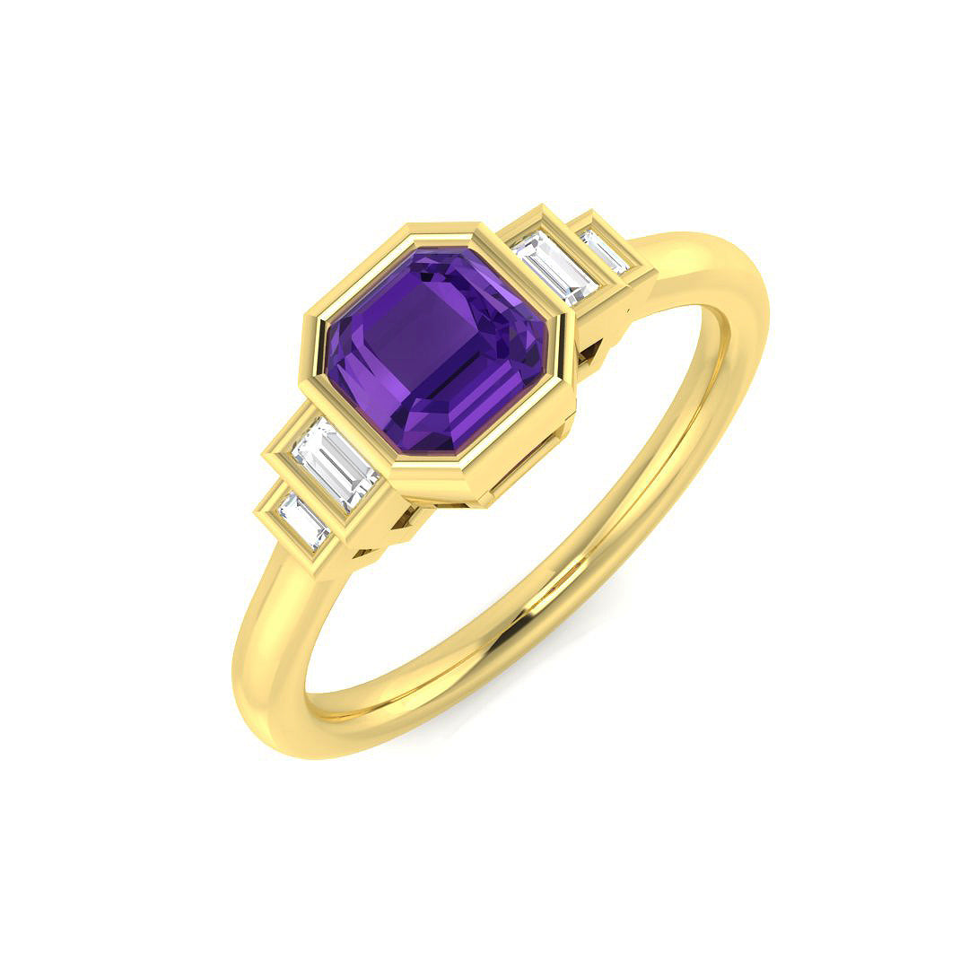 9ct Yellow Gold 0.58ct Amethyst Ring