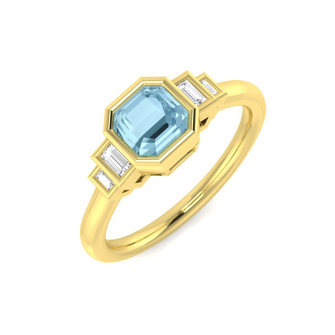 9ct Yellow Gold 0.79ct Aquamarine Ring