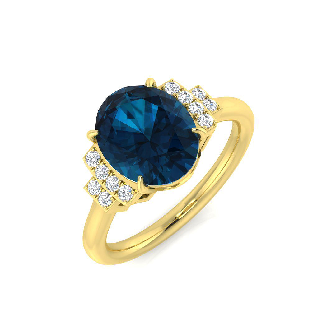 9ct Yellow Gold 3.21ct London Blue Topaz Ring