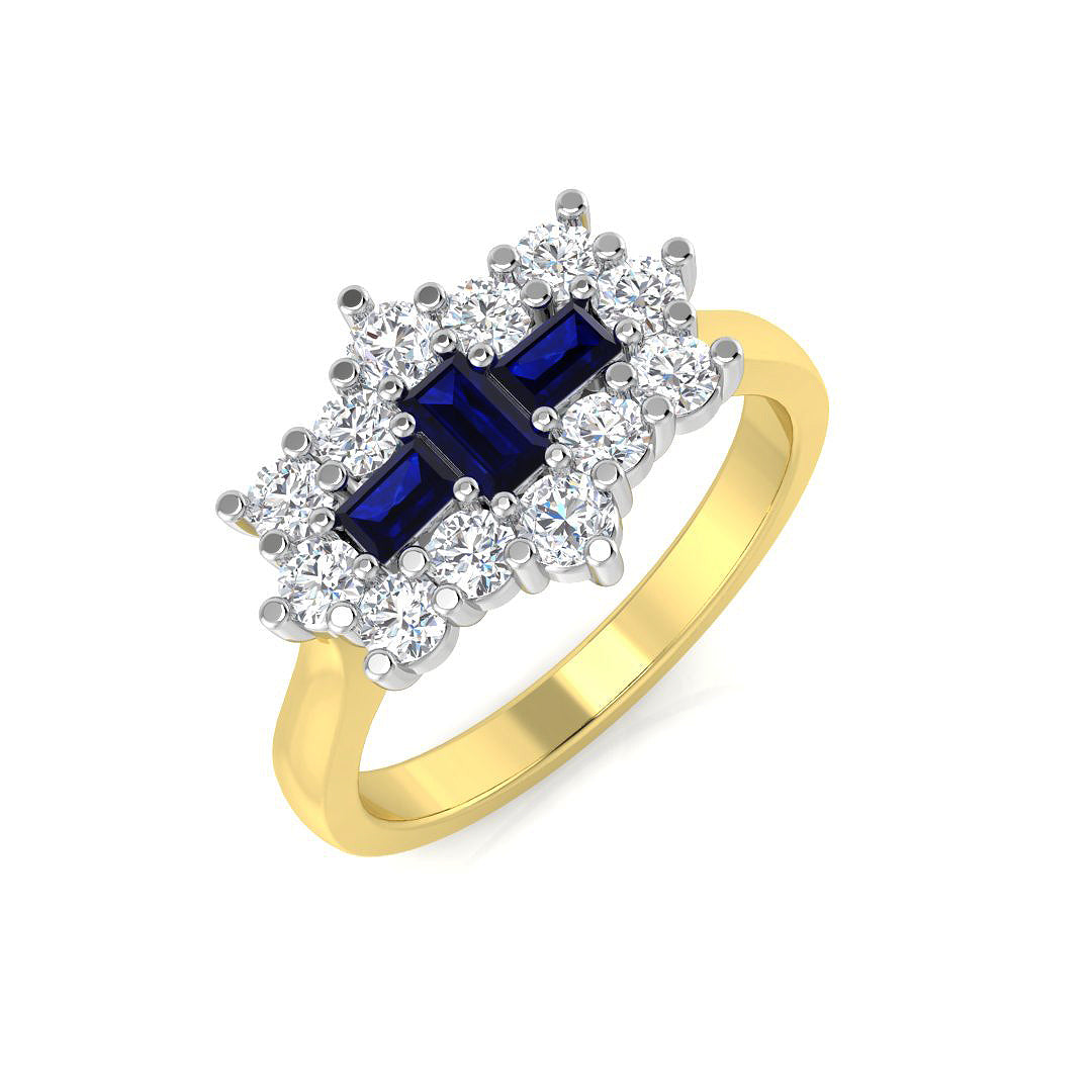 18ct Two-Tone Gold 0.93ct Blue Sapphire Ring