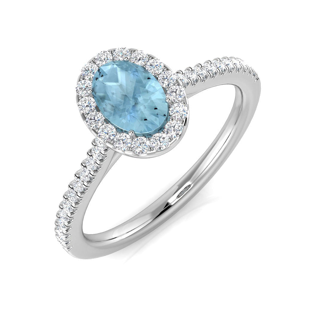 9ct White Gold 0.80ct Aquamarine Ring