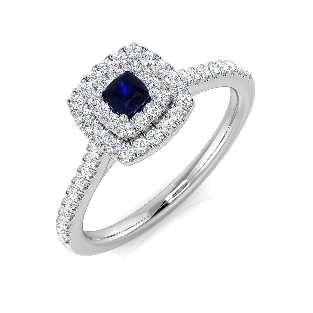 Platinum 0.32ct Blue Sapphire Ring