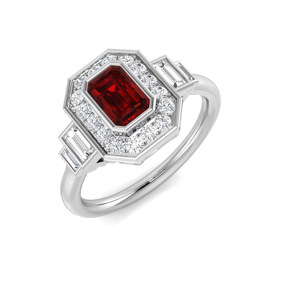 Platinum 0.95ct Ruby Ring