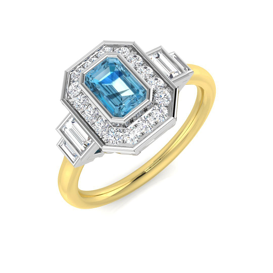 9ct Two-Tone Gold 1.13ct Sky Blue Topaz Ring