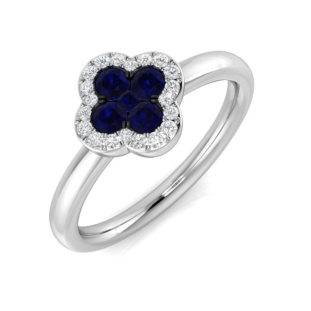 9ct White Gold 0.46ct Blue Sapphire Ring