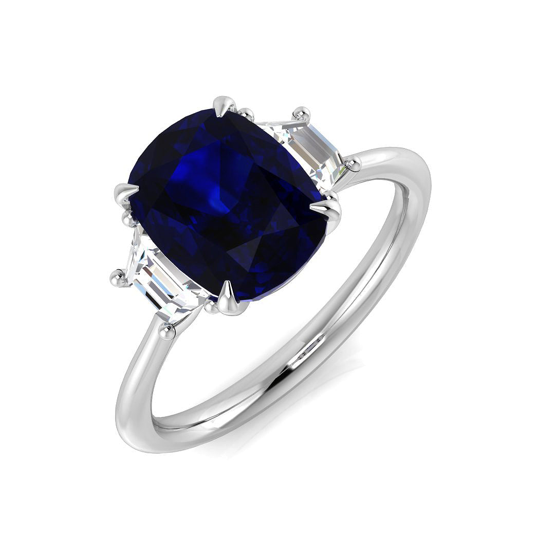 Platinum 2.95ct Blue Sapphire Ring