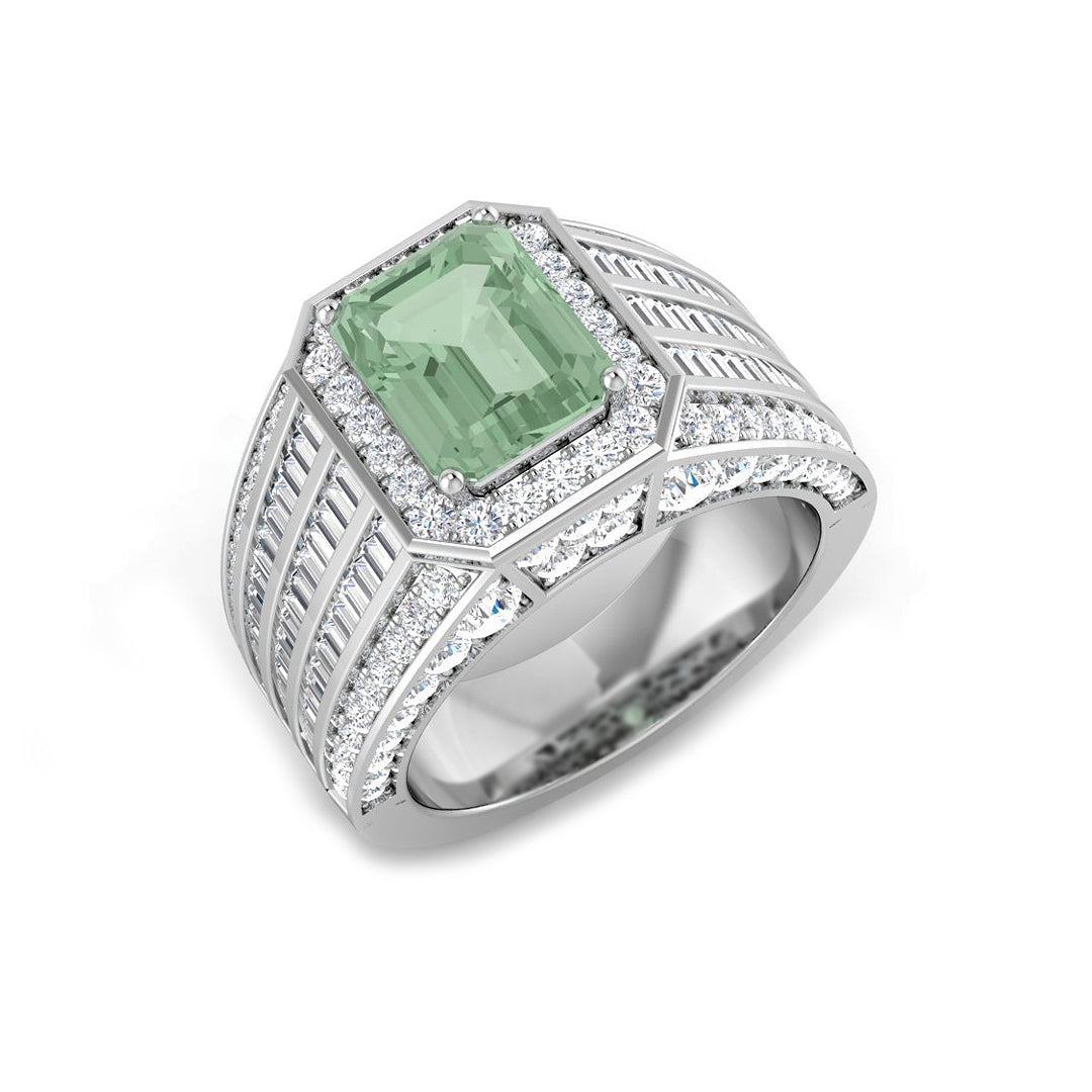 9ct White Gold 4.45ct Green Amethyst Ring