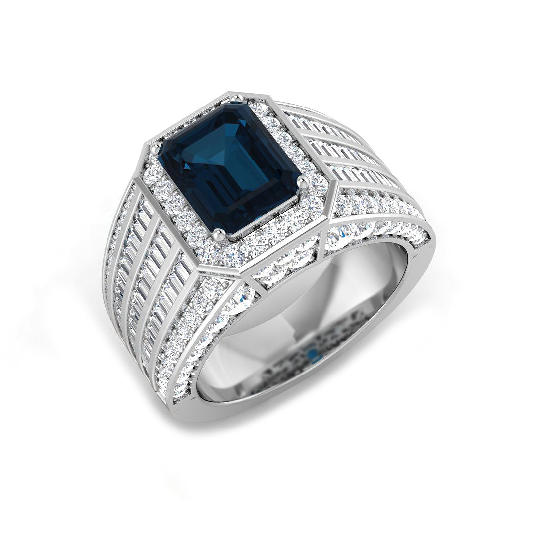 9ct White Gold 5.00ct London Blue Topaz Ring