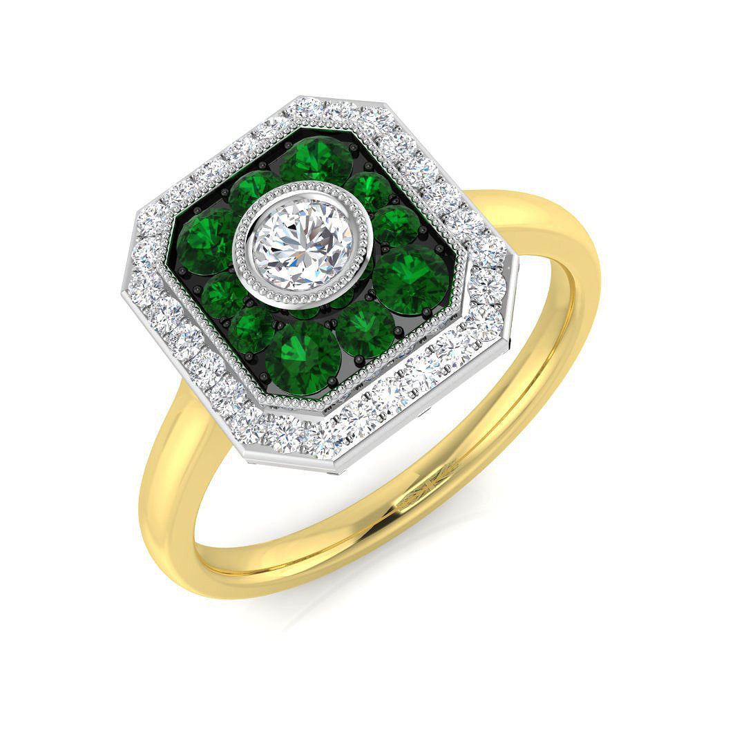18ct Two-Tone Gold 0.66ct Emerald Ring